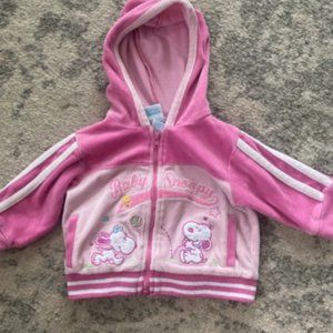 Vintage baby snoopy velour 6/9M pink jacket